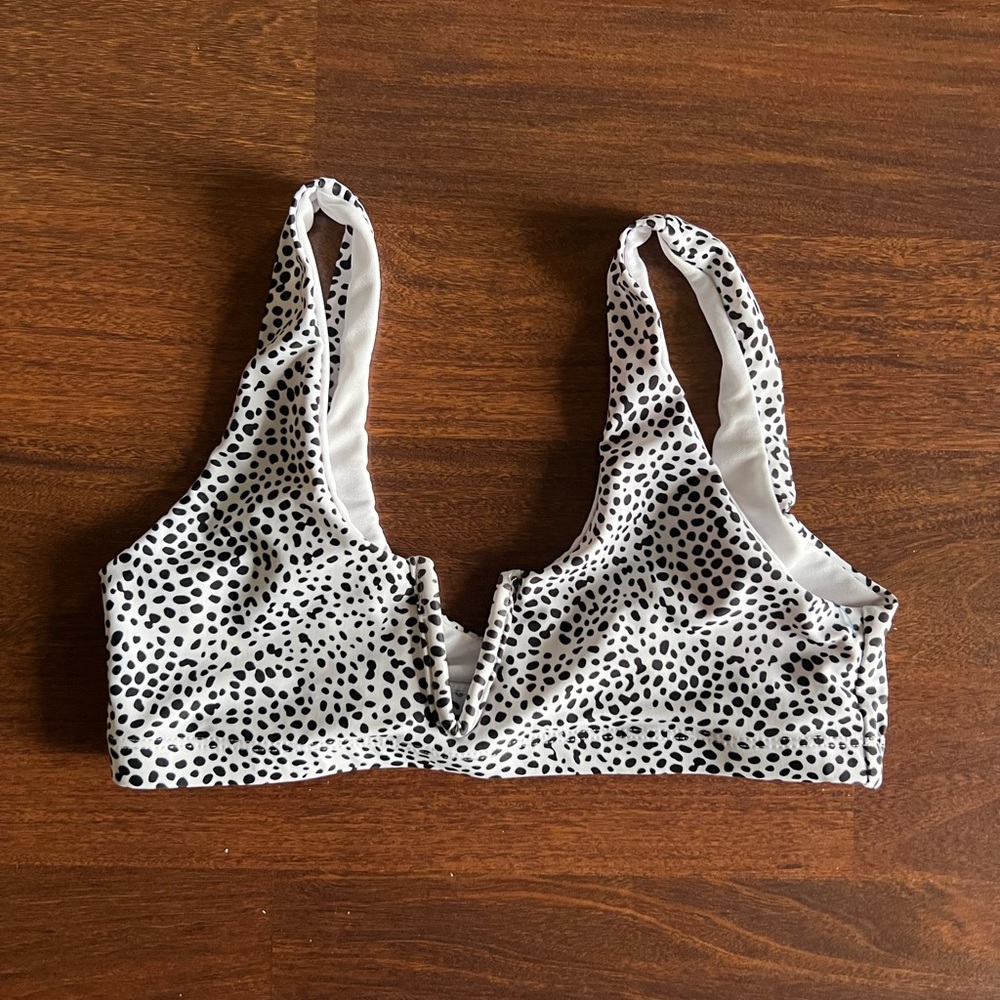 Shein White w/ Black Polka Dot Bikini Top Size S